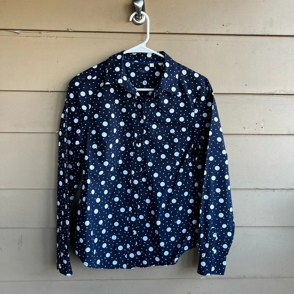 Boden The Classic Shirt - Size 6 -  Polka Dot, Office, Career, Classic